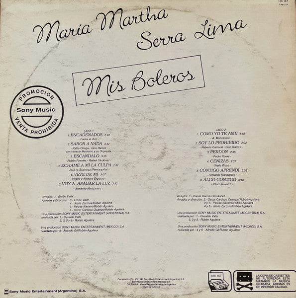 María Martha Serra Lima : Mis Boleros (LP, Album, Comp)