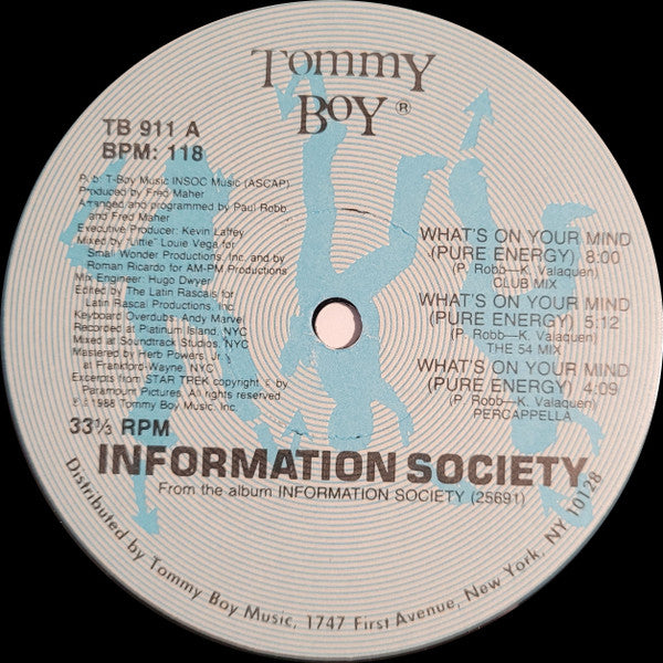 Information Society : What's On Your Mind (Pure Energy) (12", Single)
