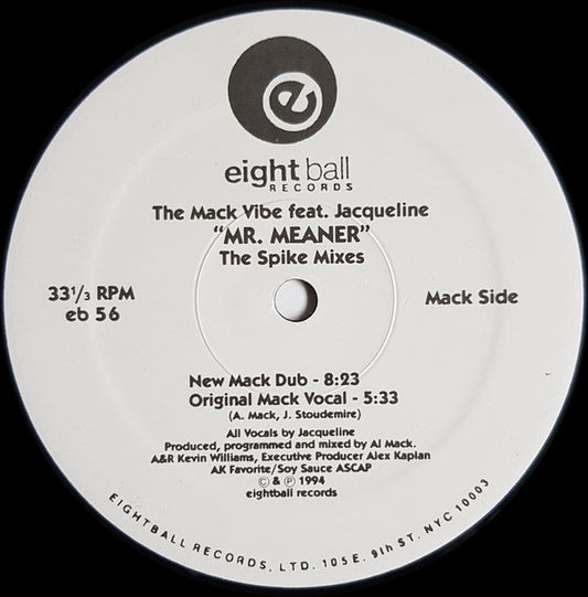The Mack Vibe Feat. Jacqueline - Mr. Meaner (The Spike Mixes) vinyl record, 12" (Very Good Plus (VG+)) | Lulo Records