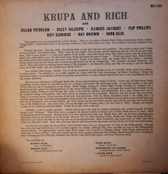Gene Krupa And Buddy Rich : Krupa And Rich (LP, Album, Hol)
