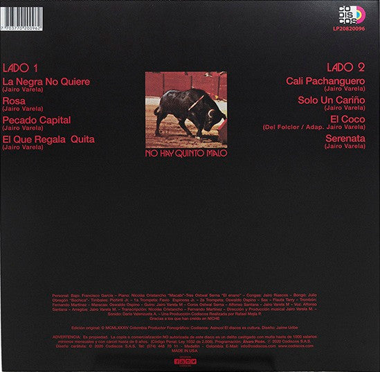 Grupo Niche : No Hay Quinto Malo (LP, Album, S/Edition, Whi)