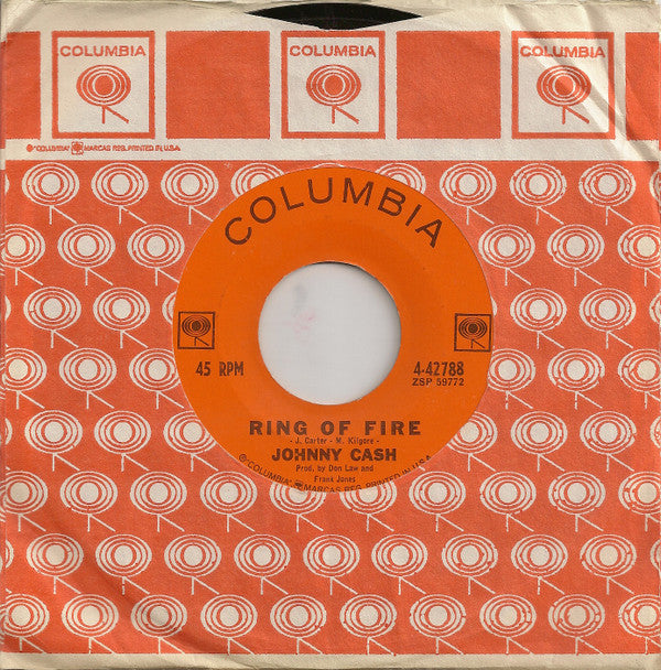 Johnny Cash : Ring Of Fire (7", Single, Pit)