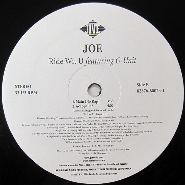 Joe Featuring G-Unit : Ride Wit U (12")