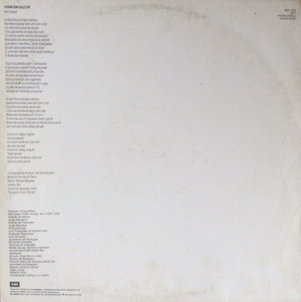 Nei Lisboa : Verão Em Calcutá (12", Single, Promo)
