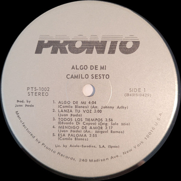 Camilo Sesto : Algo De Mi (LP, Album)