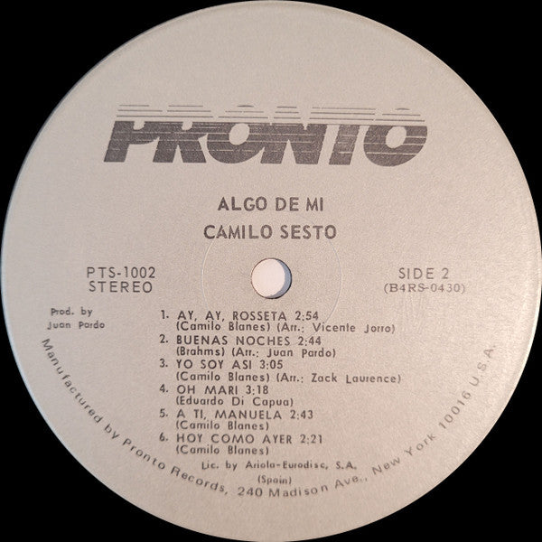 Camilo Sesto : Algo De Mi (LP, Album)