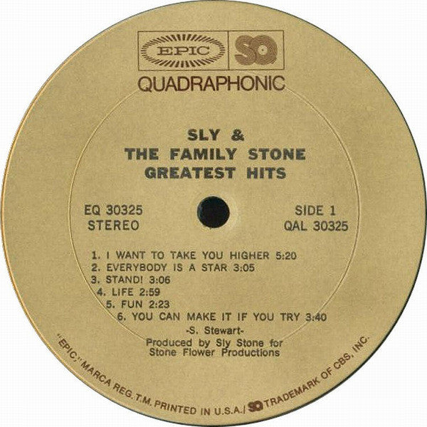 Sly & The Family Stone : Greatest Hits (LP, Comp, Quad, RE, Pit)