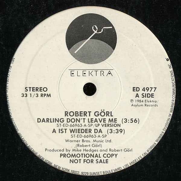 Robert Görl : Darling Don't Leave Me (12", Promo)