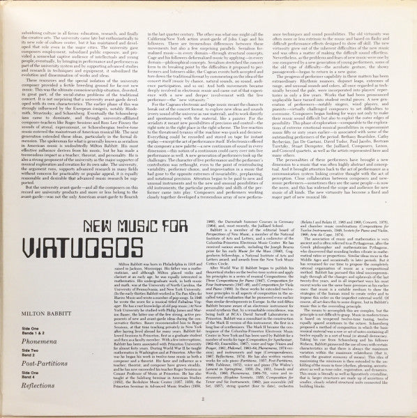 Milton Babbitt / Leslie Bassett / William O. Smith / Charles Wuorinen : New Music For Virtuosos (LP, Album)