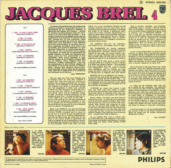 Jacques Brel : 4 - La Valse À Mille Temps (LP, Comp, RE)