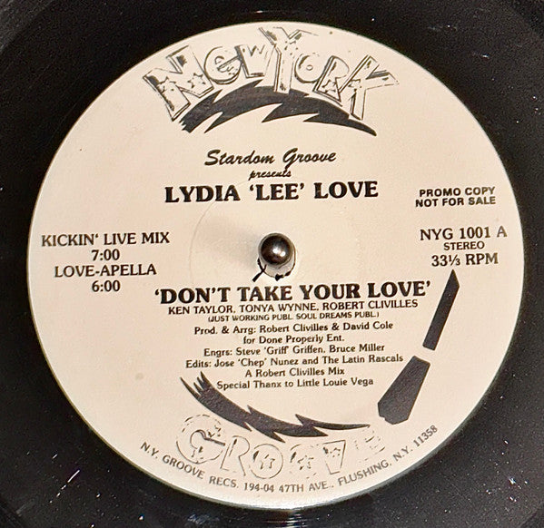 Stardom Groove Presents Lydia Lee Love : Don't Take Your Love (12", Single, Promo)