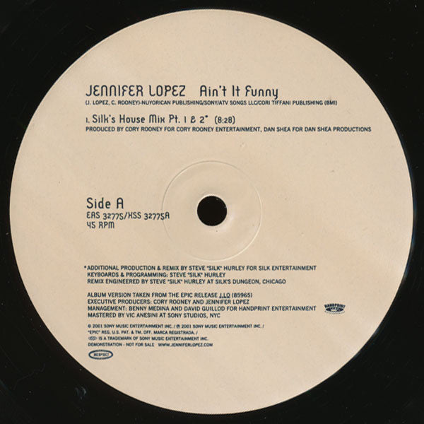 Jennifer Lopez : Ain't It Funny (12", Promo)
