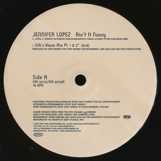 Jennifer Lopez : Ain't It Funny (12", Promo)