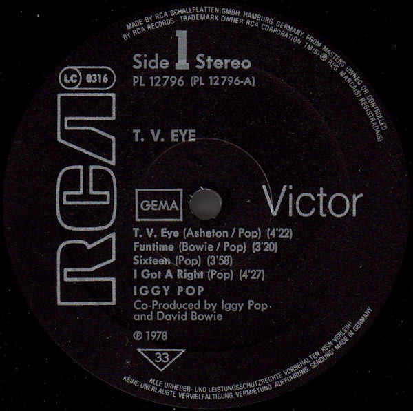 Iggy Pop : TV Eye 1977 Live (LP, Album, RE)