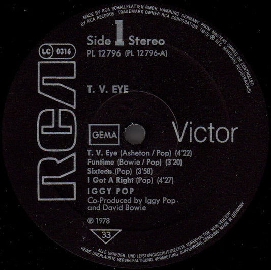 Iggy Pop : TV Eye 1977 Live (LP, Album, RE)