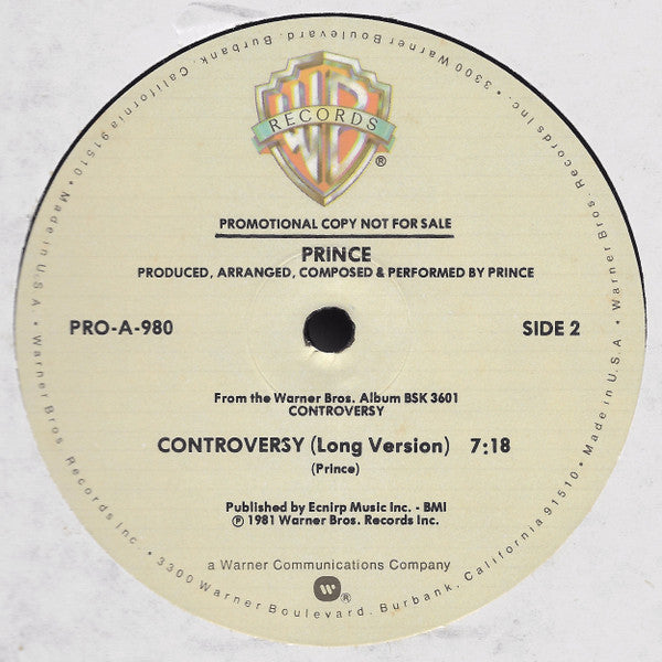 Prince : Controversy (12", Promo)