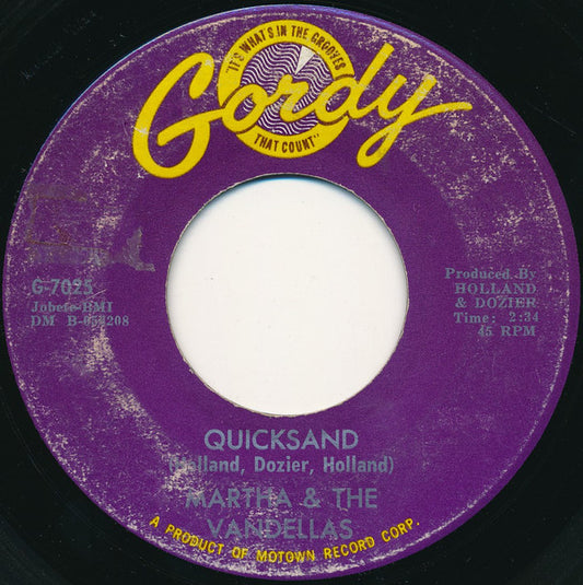 Martha Reeves & The Vandellas : Quicksand / Darling, I Hum Our Song (7", Single, Ame)