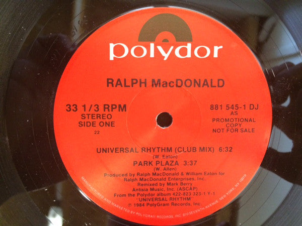 Ralph MacDonald : Universal Rhythm (12", Promo)