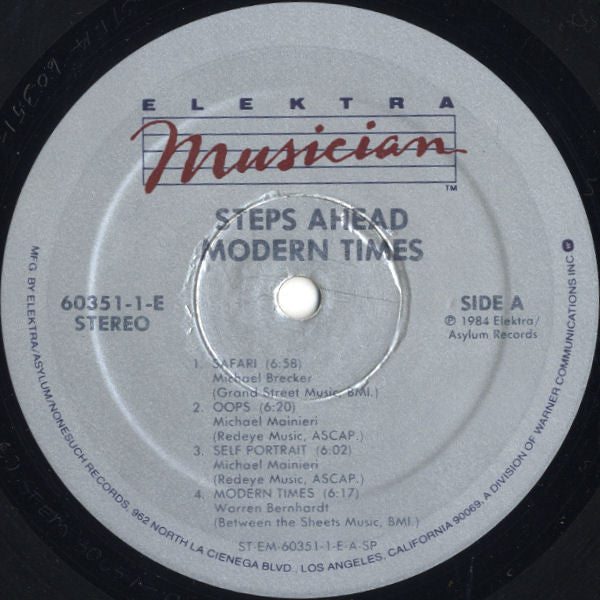 Steps Ahead − Michael Brecker, Warren Bernhardt, Peter Erskine, Eddie Gomez, Mike Mainieri : Modern Times (LP, Album)