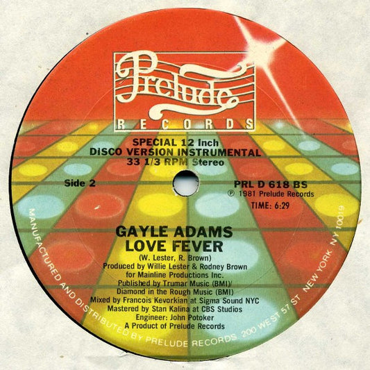 Gayle Adams - Love Fever vinyl record, 12" (Very Good Plus (VG+)) | Lulo Records