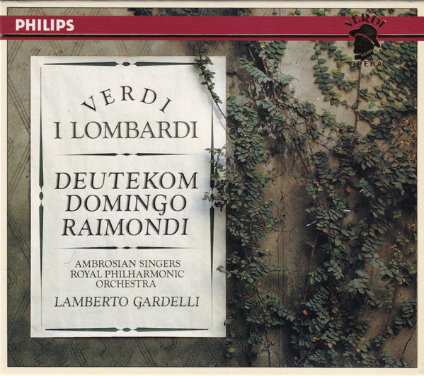 Giuseppe Verdi - Cristina Deutekom, Placido Domingo, Ruggero Raimondi, The Ambrosian Singers, Royal Philharmonic Orchestra, Lamberto Gardelli : I Lombardi (2xCD, Album, RE, RM + Box, Sli)