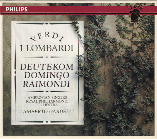 Giuseppe Verdi - Cristina Deutekom, Placido Domingo, Ruggero Raimondi, The Ambrosian Singers, Royal Philharmonic Orchestra, Lamberto Gardelli : I Lombardi (2xCD, Album, RE, RM + Box, Sli)