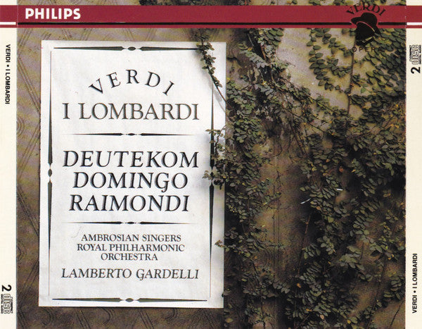 Giuseppe Verdi - Cristina Deutekom, Placido Domingo, Ruggero Raimondi, The Ambrosian Singers, Royal Philharmonic Orchestra, Lamberto Gardelli : I Lombardi (2xCD, Album, RE, RM + Box, Sli)