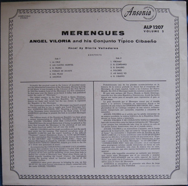Angel Viloria Y Su Conjunto Típico Cibaeño : Merengues Vol. 2 (LP)