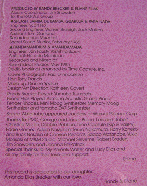 Randy Brecker & Eliane Elias : Amanda (LP, Album, HUB)