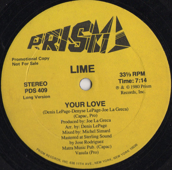 Lime (2) : Your Love (12", Promo)