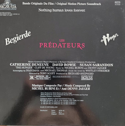 Michel Rubini & Denny Jaeger : Les Prédateurs (Bande Originale Du Film) (LP, Album)