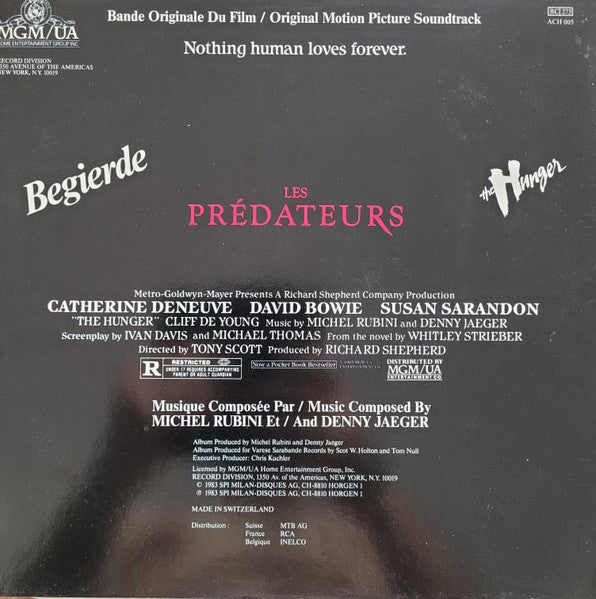 Michel Rubini & Denny Jaeger : Les Prédateurs (Bande Originale Du Film)  (LP, Album)