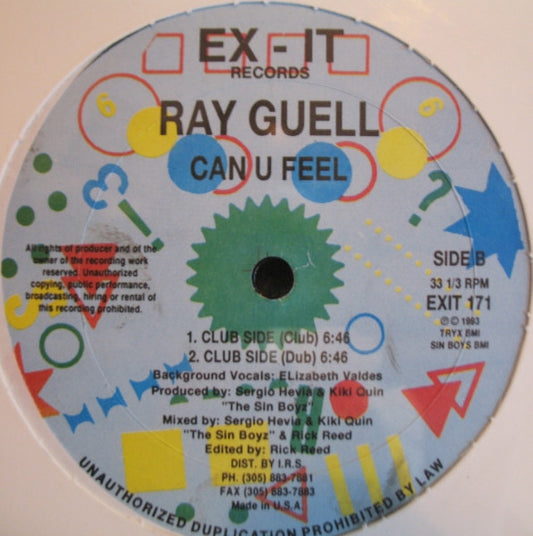 Ray Guell - Can U Feel vinyl record, 12" (Very Good Plus (VG+)) | Lulo Records