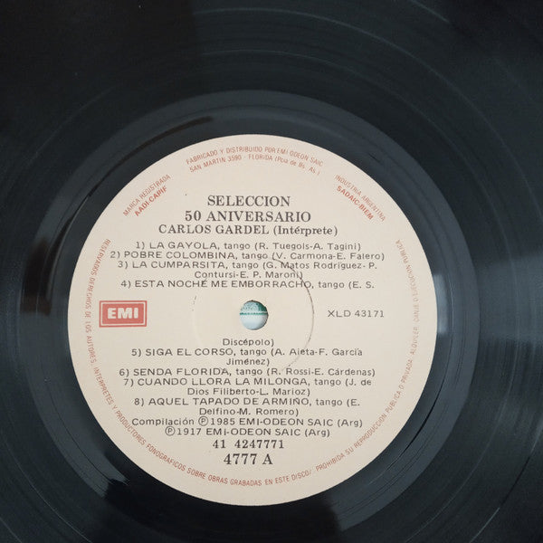 Carlos Gardel : Carlos Gardel Selección 50 aniversario (3xLP, S/Sided, Comp)