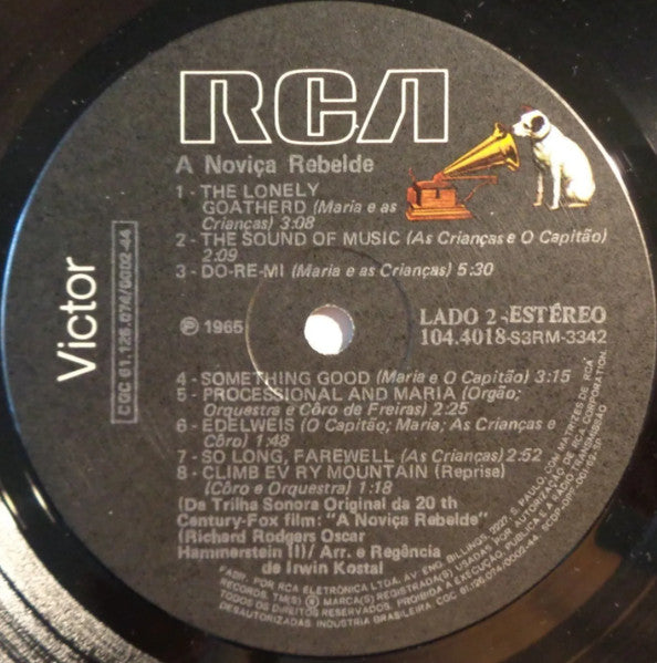 Rodgers And Hammerstein* / Julie Andrews, Christopher Plummer, Irwin Kostal : A Noviça Rebelde (Trilha Sonora Original Do Filme) (LP, Album, RE)