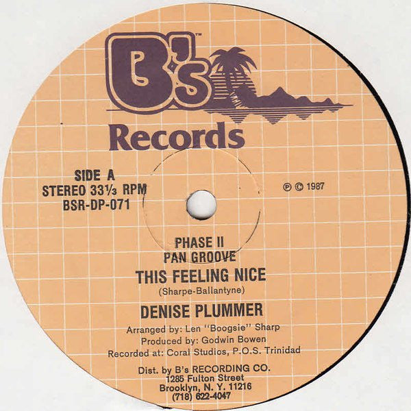 Denyse Plummer, Phase II Pan Groove : This Feeling Nice / Pan Progress (12", Single)