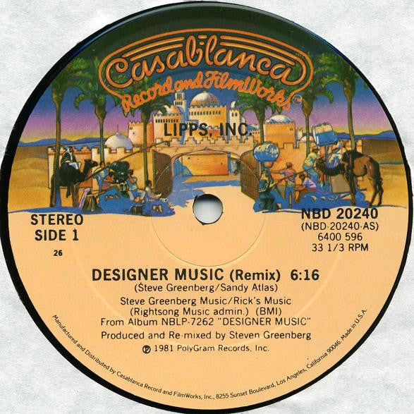 Lipps, Inc. : Designer Music (Exclusive Remix) (12", Ltd, 26 )