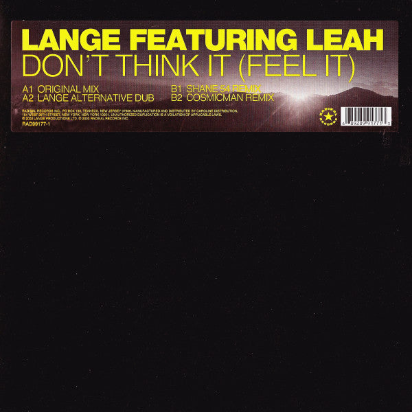 Lange Featuring Leah (2) : Don't Think It (Feel It) (12")