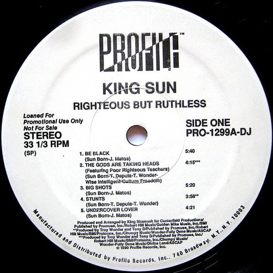 King Sun : Righteous But Ruthless (LP, Album, Promo)