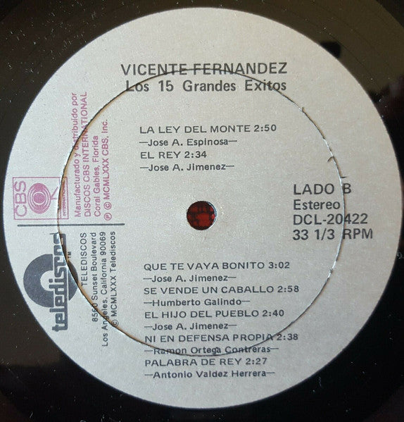 Vicente Fernandez : Los 15 Grandes Exitos (LP, Comp)