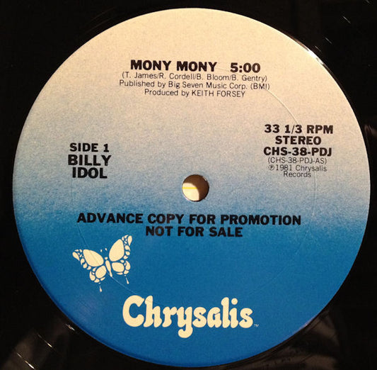 Billy Idol : Mony Mony (12", Advance, Promo)