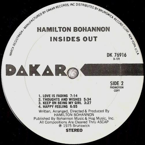Hamilton Bohannon : Insides Out (LP, Album, Promo)
