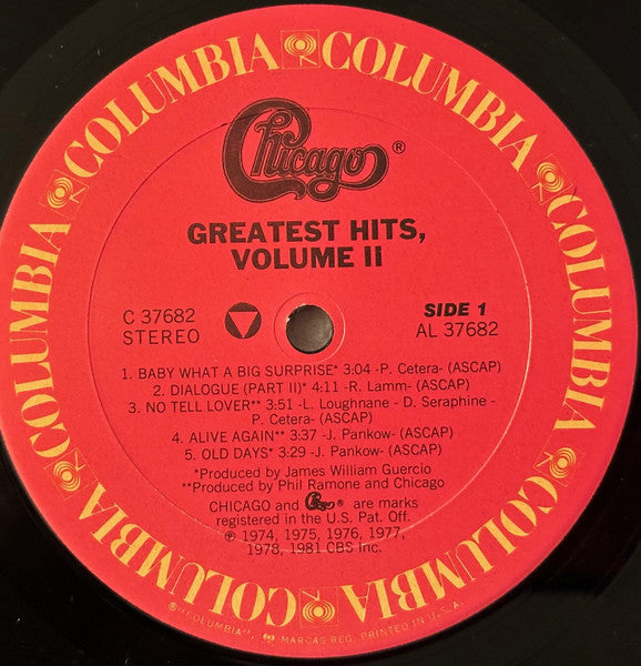 Chicago (2) : Greatest Hits, Volume II (LP, Comp, RE)