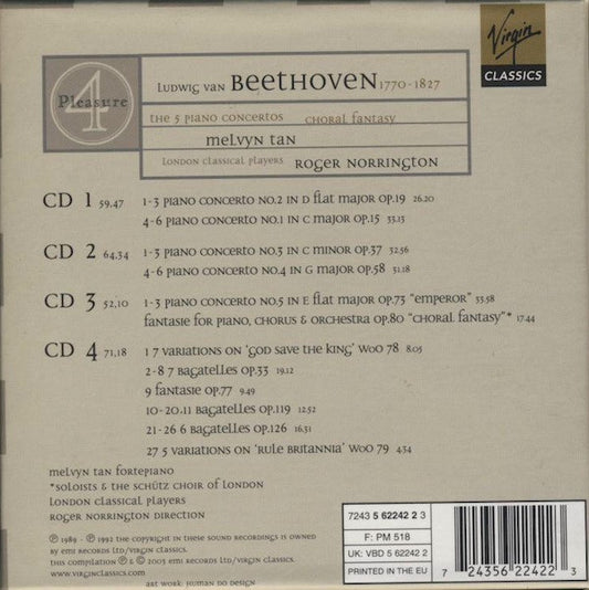 Melvyn Tan ; London Classical Players, Roger Norrington / Ludwig Van Beethoven - The 5 Piano Concertos / Choral Fantasy vinyl record, 4xCD (Near Mint (NM or M-)) | Lulo Records
