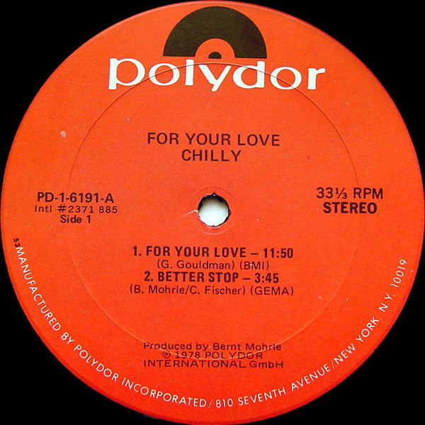 Chilly : For Your Love (LP, Album, Kee)
