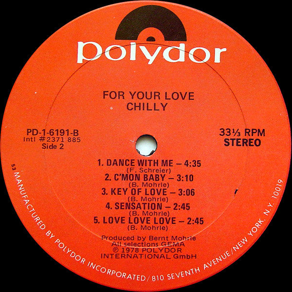 Chilly : For Your Love (LP, Album, Kee)