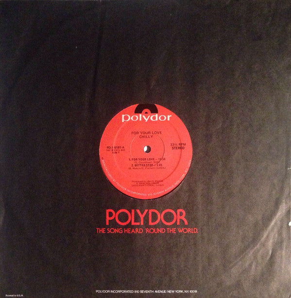 Chilly : For Your Love (LP, Album, Kee)