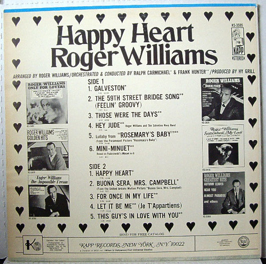 Roger Williams - Happy Heart vinyl record, LP (Mint (M)) | Lulo Records