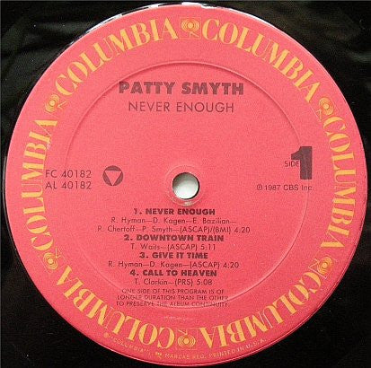 Patty Smyth : Never Enough (LP, Album, Car)