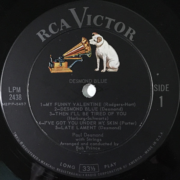 Paul Desmond With Strings : Desmond Blue (LP, Album, Mono)